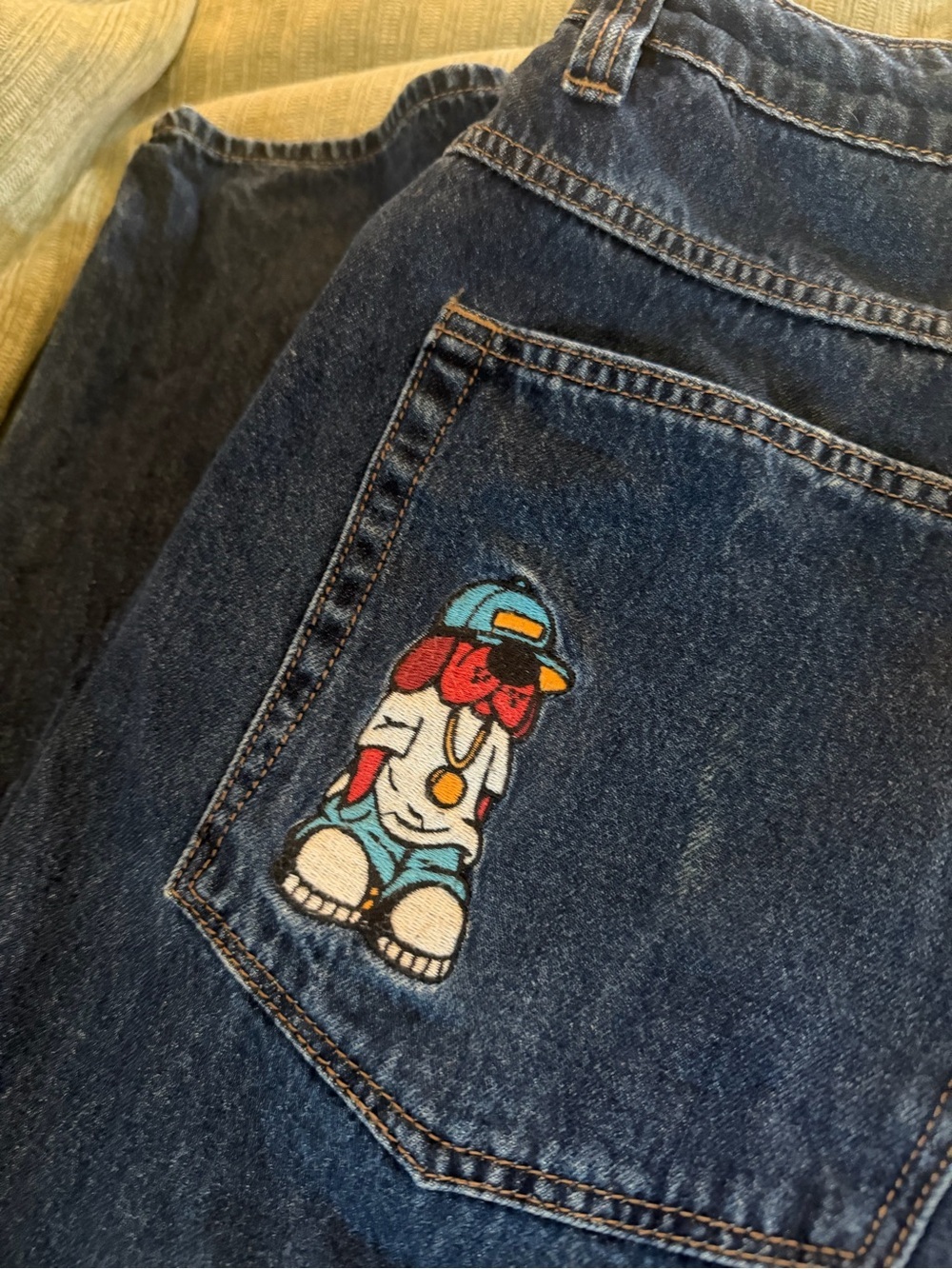 Empyre Dark Blue Relaxed Jeans with Embroidered Character 33